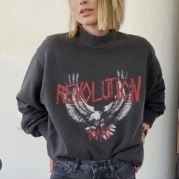 Anine Bing Revolution Washed Charcoal Sweatshirt - Picture 3 of 10